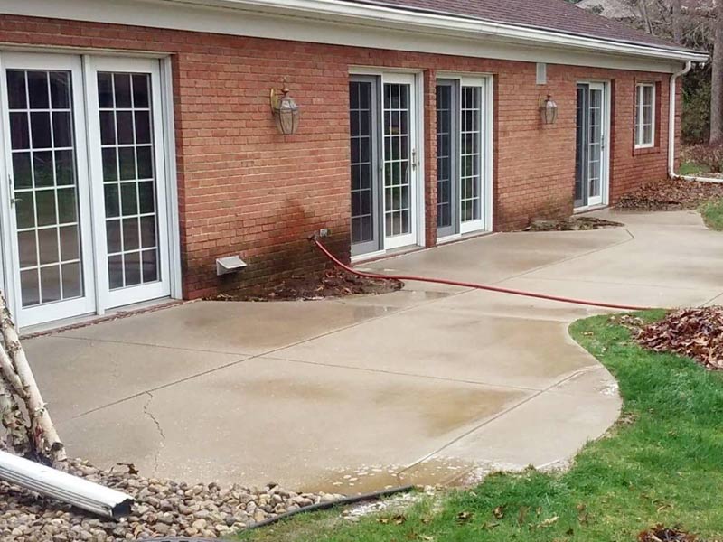 tree frog softwash cleans concrete patio without power washing